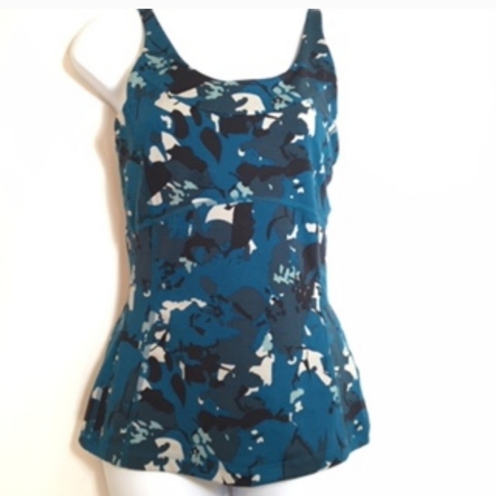 TEK GEAR YOGA TOP BRA SHELF WIDE STRAPS Women's Medium M Teal Athletic Gym EUC